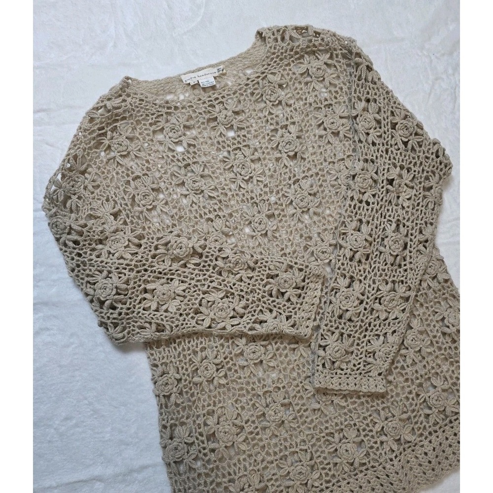 Vtg Gordon Henderson Crochet Top Wool Bohemian Cottagecore Size Small Oversized
